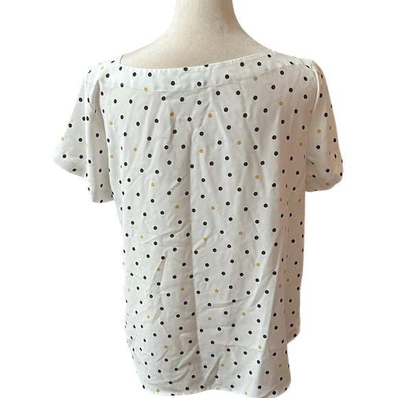 Ann Taylor White Colorful Multicolor Polka Dots Boxy Blouse - Picture 4 of 6